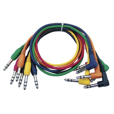 DAP FL15 set van 6 patchkabels stereo recht-haaks 90cm