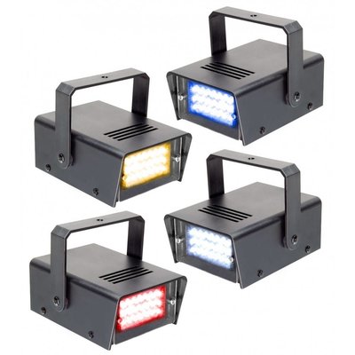 Beamz Set met 4 gekleurde mini stroboscopen