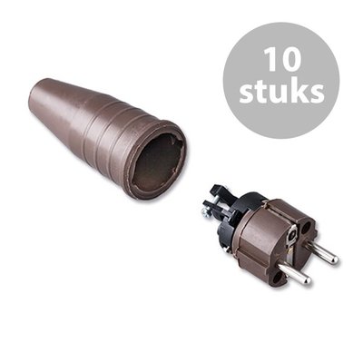 Keraf 521 Schuko 230V/240V stekker male bruin (per 10)