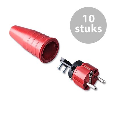 Keraf 521 Schuko 230V/240V stekker male rood (per 10)