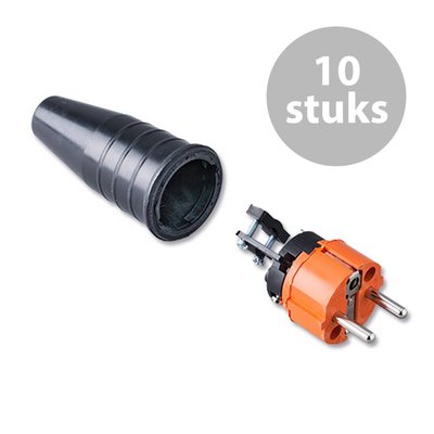 Keraf 521 Schuko 230V/240V stekker male oranje/zwart (per 10)