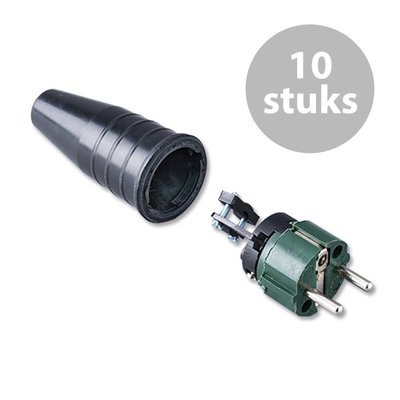 Keraf 521 Schuko 230V/240V stekker male legergroen/zwart (per 10)