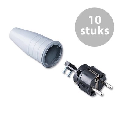 Keraf 521 Schuko 230V/240V stekker male zwart/grijs (per 10)