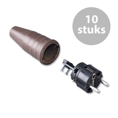Keraf 521 Schuko 230V/240V stekker male zwart/bruin (per 10)