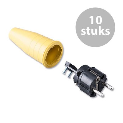 Keraf 521 Schuko 230V/240V stekker male zwart/geel (per 10)