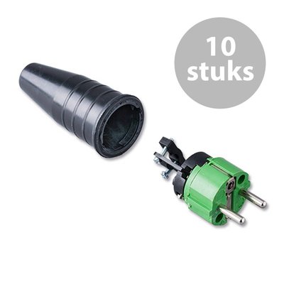 Keraf 521 Schuko 230V/240V stekker male groen/zwart (per 10)
