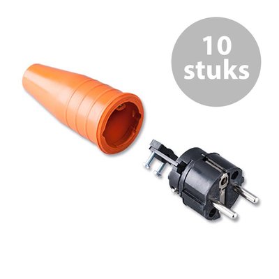 Keraf 521 Schuko 230V/240V stekker male zwart/oranje (per 10)