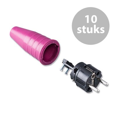 Keraf 521 Schuko 230V/240V stekker male zwart/paars (per 10)