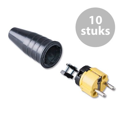 Keraf 521 Schuko 230V/240V stekker male geel/zwart (per 10)