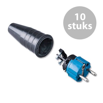 Keraf 521 Schuko 230V/240V stekker male blauw/zwart (per 10)