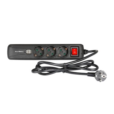 Adam Hall 3-weg stroomverdeeldoos met schakelaar en USB-voeding