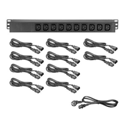 Adam Hall 19 inch 10-weg stroomverdeler met kabels
