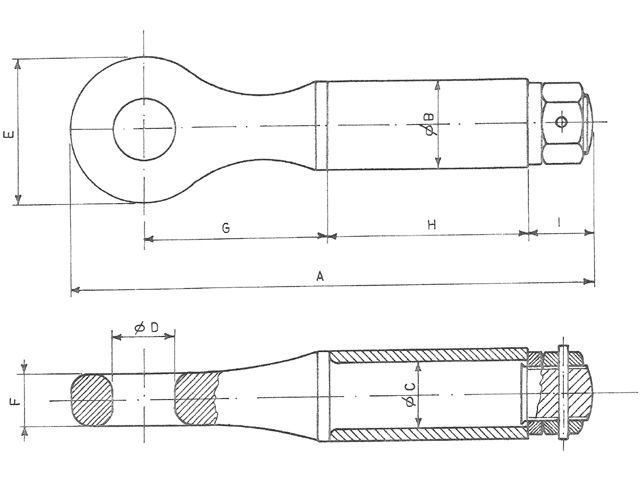 Technische Zeichnung 7000 kg Zugöse 45 mm Anschluss aanhangwagendirect.nl