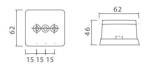 Aspock Squarepoint met 50 cm DC kabel - wit - markeringsverlichting technische tekening  31-5209-007
