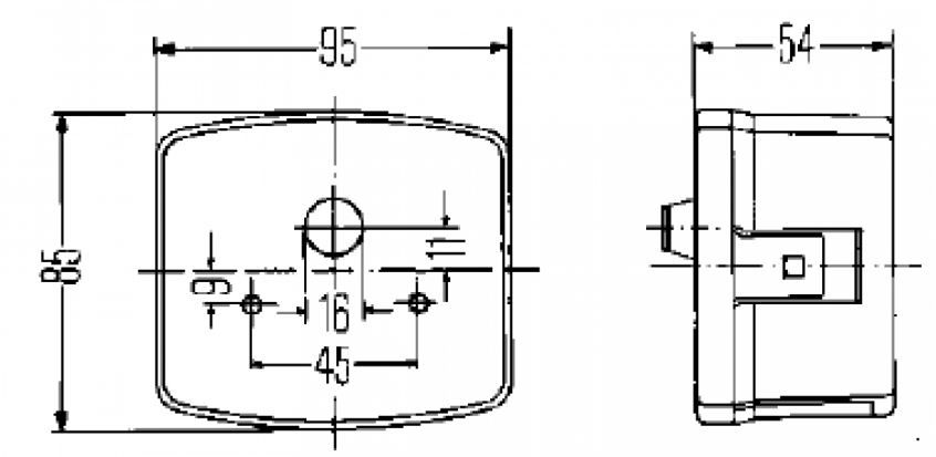 hella achterlicht links compleet technische tekening - 2SD 003 182-051 - 85x95x54 mm