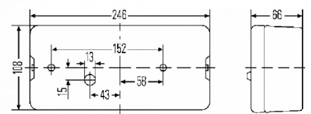 Technische Zeichnung Hella 4-Kammer-Rückleuchte links