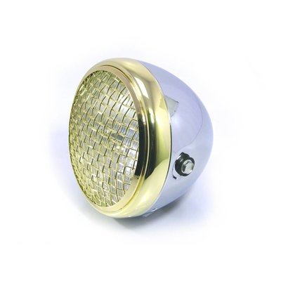7.7" Scrambler Hauptscheinwerfer Brass & Chrome