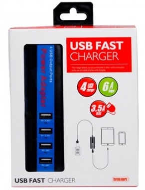 Super Fast Charger Lader Adapter WLX-818 4-Port USB