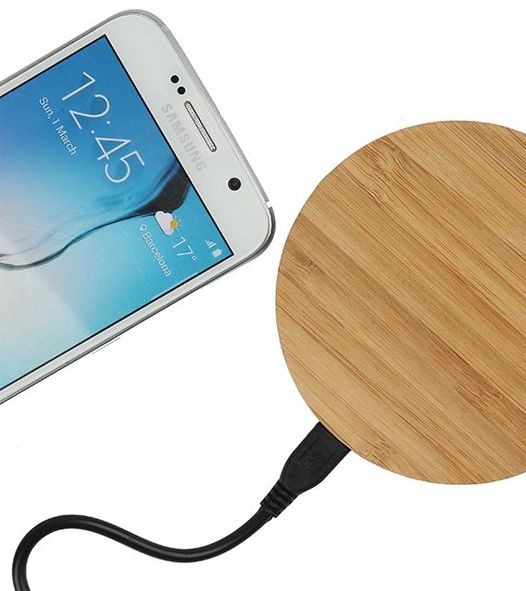 Universele Houten Wireless Plate Draadloze Oplader Oplaad Pad Rond