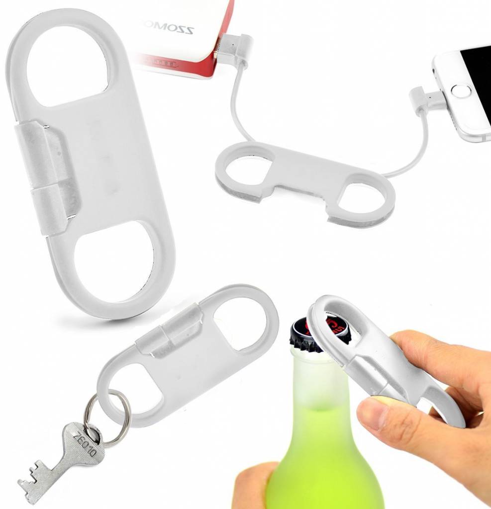 Sleutelhanger Lightning Apple USB Kabel met Bieropener