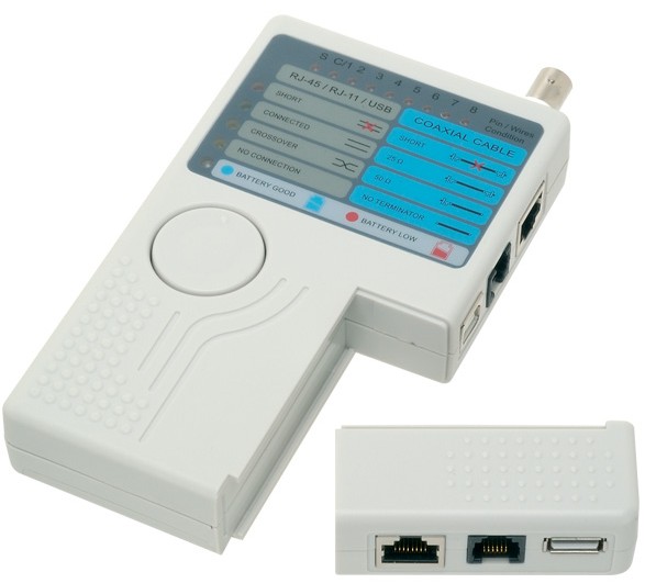 Netwerk Kabeltester LAN RJ-45 USB BNC Coax Telefoon RJ-11