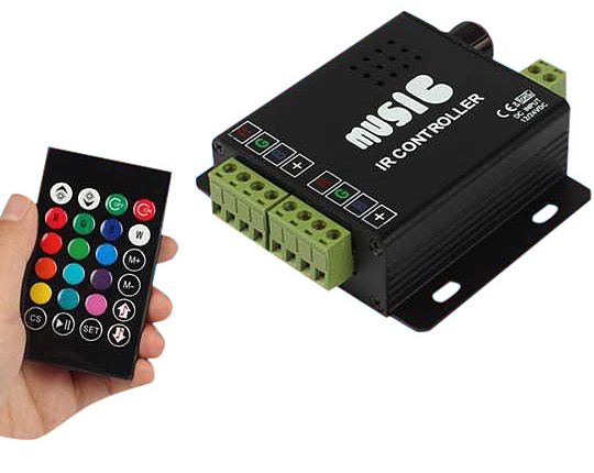 Audio IN Muziek Led IR Controller Afstandsbediening RGB Duo