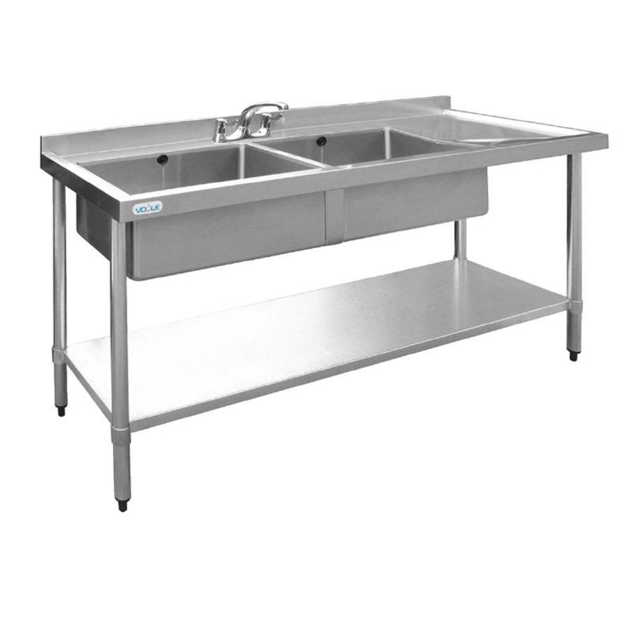Vogue Sink Table Stainless Steel 2 Trays Left 150x60x90 Cm Sink Table Stainless Steel 2 Trays Left 150x60x90 Cm
