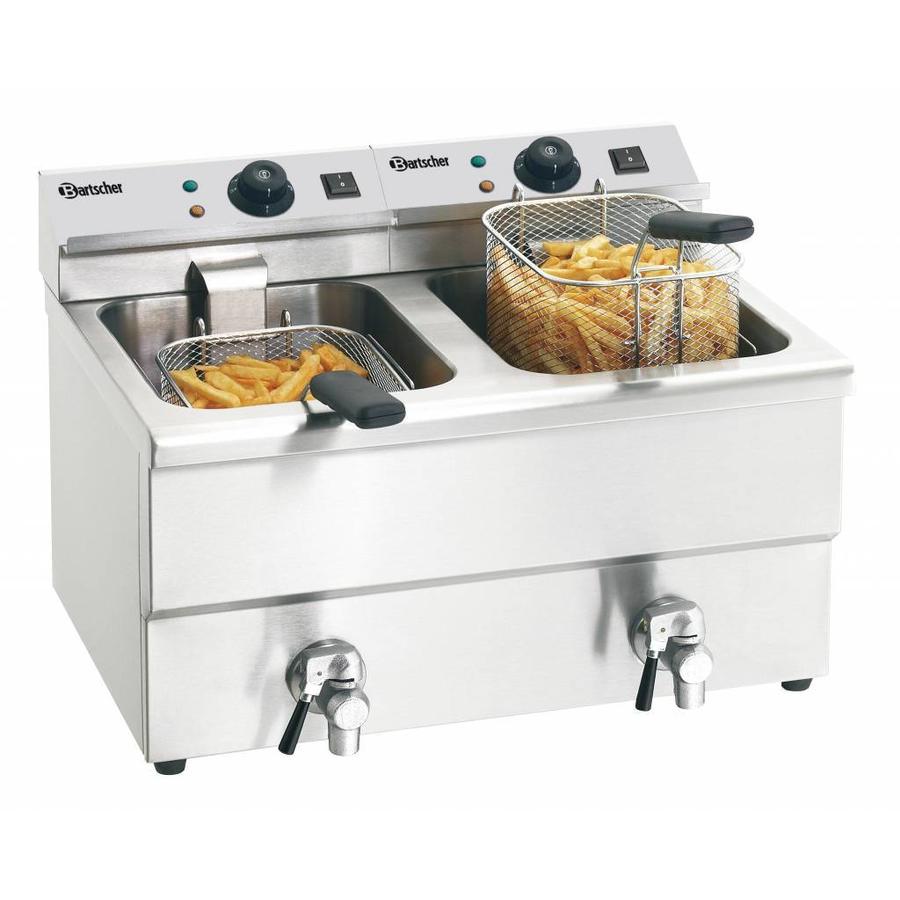 Electric double deep fat fryer with oil drain tap "IMBISS II