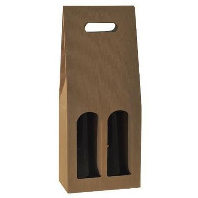 2-fles draagkarton met venster open golf naturel
