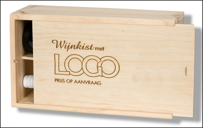 houten wijnkist met logo laserprinten