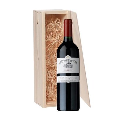1-fles wijnkist met Château Baracan - Côtes de Bordeaux, Frankrijk