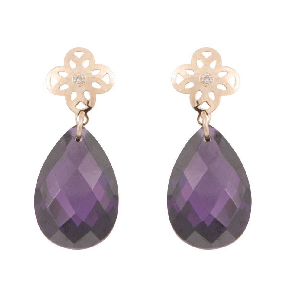 Earrings Flower Purple Gold Moments Cataleya Jewels Earrings Flower Purple