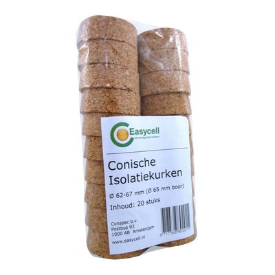 1 zakje kurken 65 mm, te gebruiken voor het afdichten van de boorgaten in vloer, plafond, dak of kapconstructie.