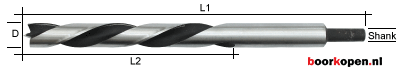 Machinale houtboor 12 mm extra lang