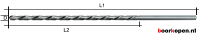 lange metaalboor 12,5 mm HSS geslepen 205 mm lang