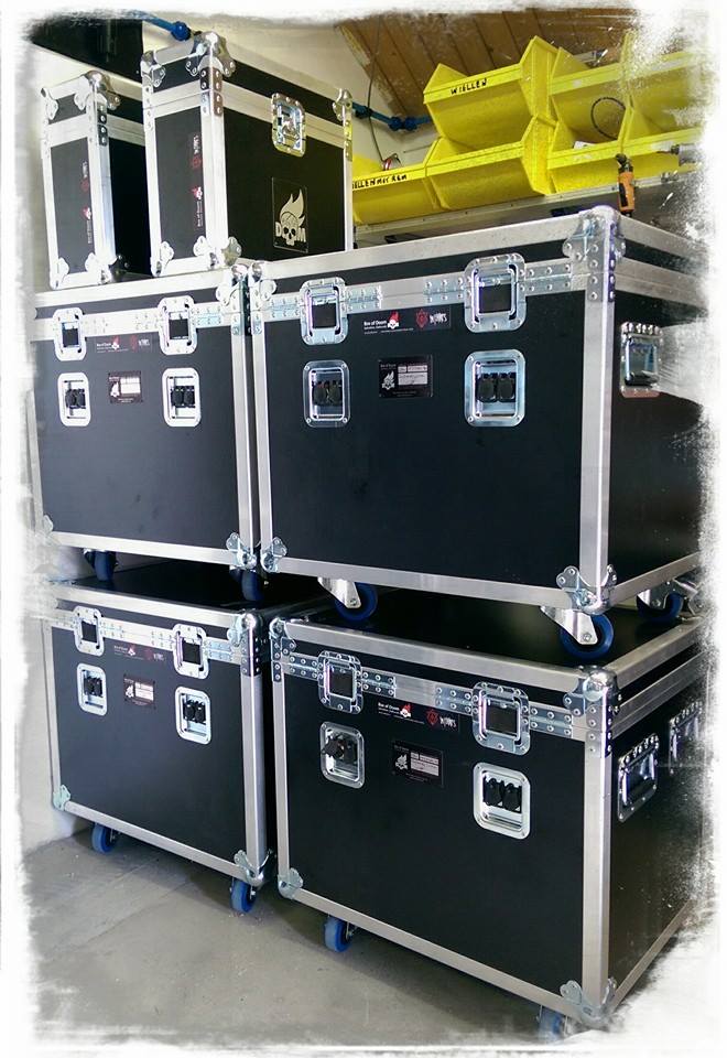 stack of isolation cabinets for In Flames - live gear
