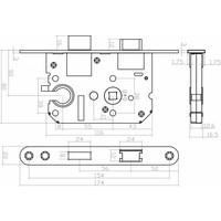 Wit Cilinderslot met een asmaat van 55 mm, afgeronde voorplaat 20x175mm, doorn 50mm incl. sluitplaat