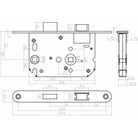 Wc slot wit met asmaat 63/8mm, afgeronde voorplaat 20x175mm, doorn 50mm incl. sluitplaat