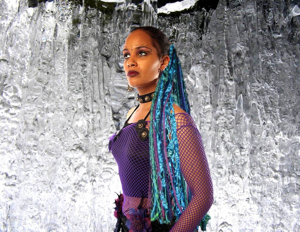 Yarn falls in colors of northern lights for tribal fusion belly dance ...