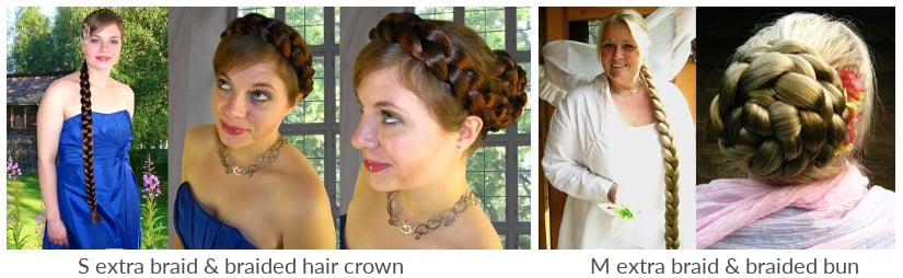 extra long braids as braid crowns and in buns