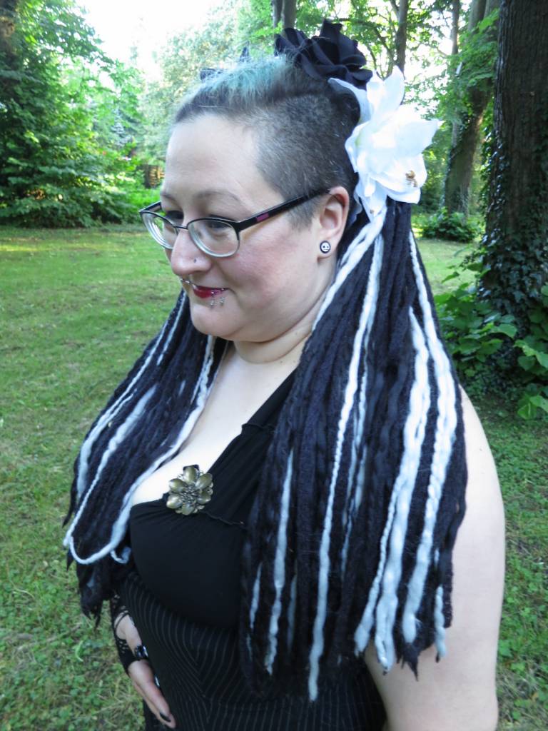 Black Goth dreadlocks with grey highlights MAGIC TRIBAL 