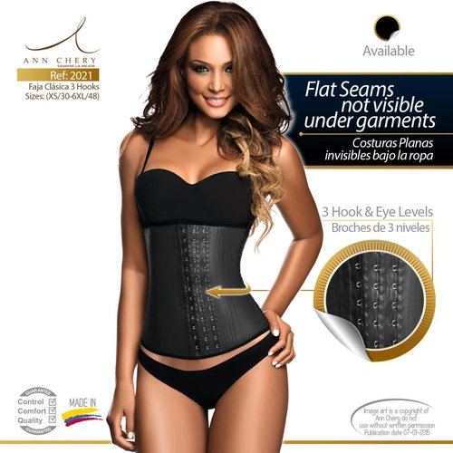 Ann Chery Latex Waist Trainer 3 hooks Zwart - lang model Ann Chery Latex Waist Trainer 3 hooks Zwart - lang model