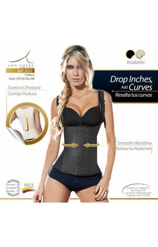 Ann Chery Waist Trainer Full Vest Latex Zwart 2 hooks - lang model Ann Chery Waist Trainer Full Vest Latex Zwart 2 hooks - lang model