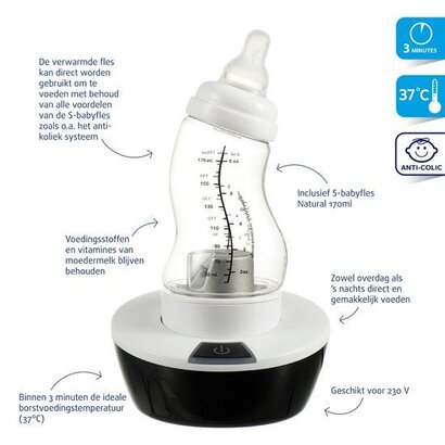 Difrax S-flesverwarmer - incl. S-babyfles Natural 170ml