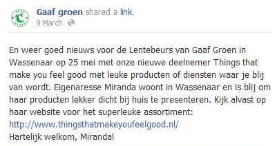 Gaaf Groen FB post