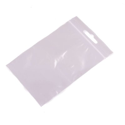 Gripzakken transparant met eurohole 60 x 80 mm uit 50 micron LDPE pakje van 1000 stuks