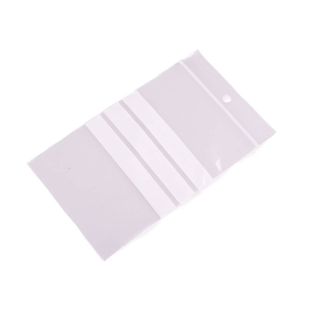 Gripzakken met schrijfvlakken extra sterk 60 x 80 mm uit 90 micron LDPE pakje van 1000 stuks