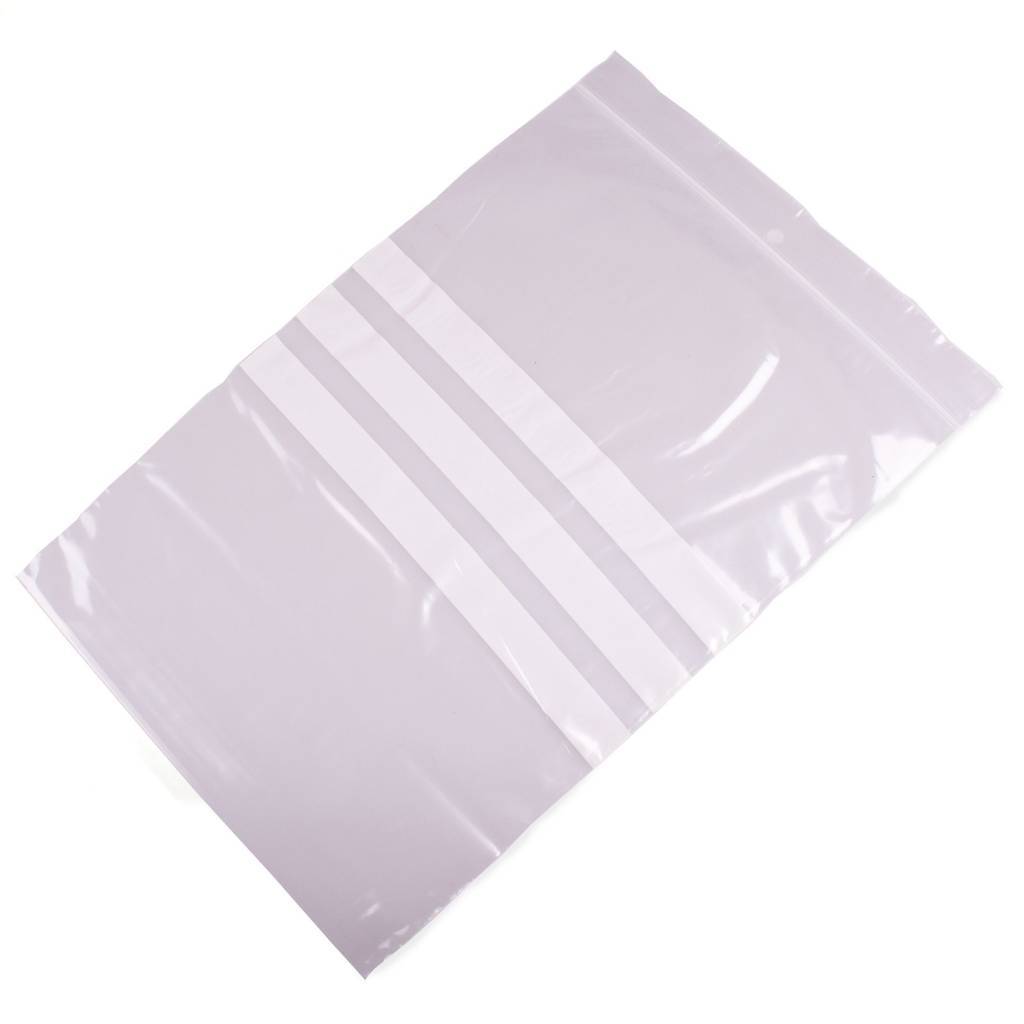 Gripzakken met schrijfvlakken extra sterk 230 x 320 mm uit 90 micron LDPE pakje van 100 stuks