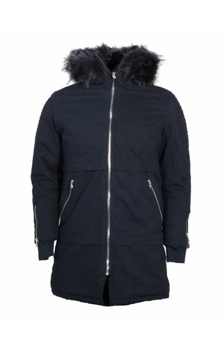 Wam Denim winterjacket blue black parka Wam Denim winterjacket blue black parka