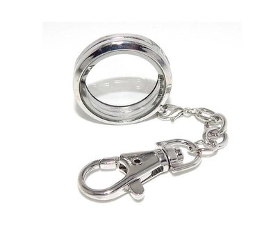 Floating locket Zilveren memory locket sleutelhanger rond large